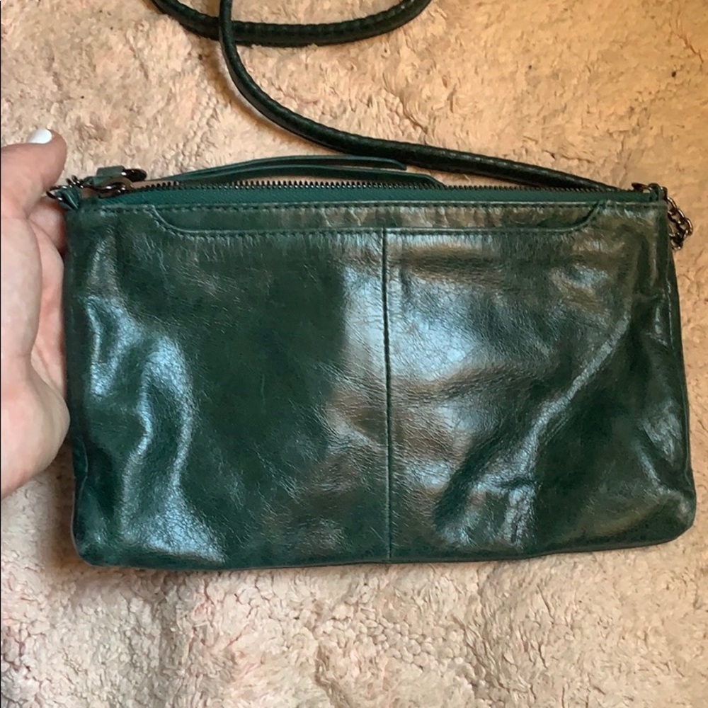 Green leather hobo purse